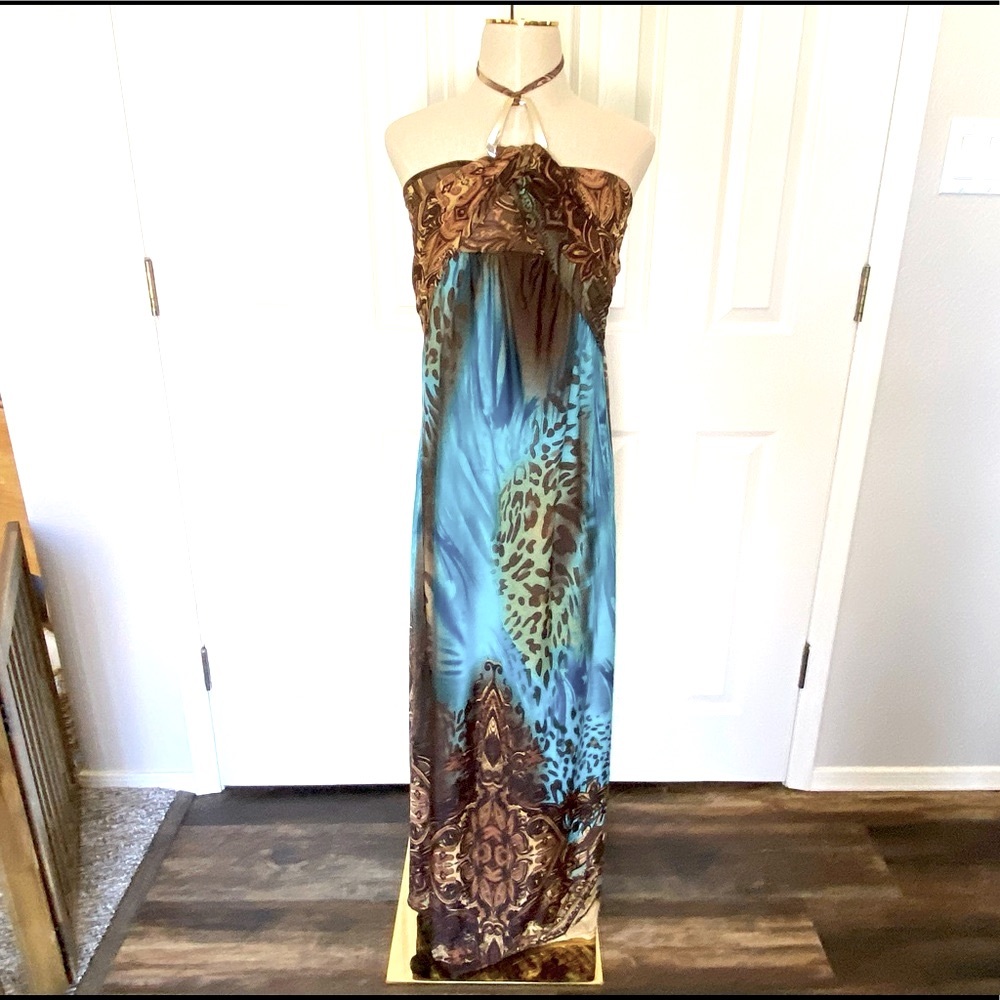 Long tie back maxi dress